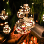 Varal de Luzes de Natal LED com Papai Noel e Boneco de Neve