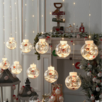 Varal de Luzes de Natal LED com Papai Noel e Boneco de Neve