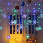 Varal de Luzes de Natal LED com Flocos de Neve