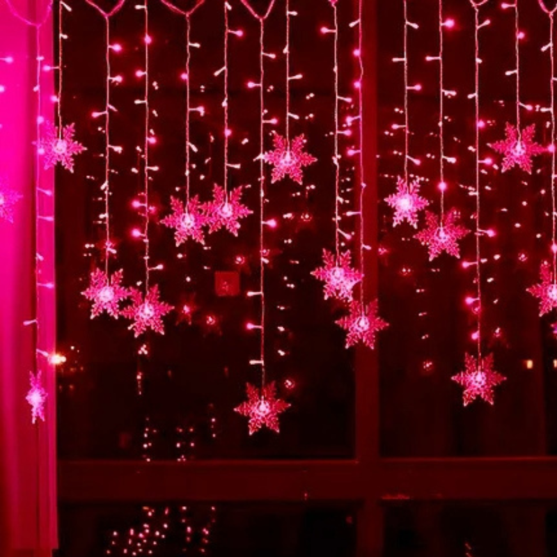 Varal de Luzes de Natal LED com Flocos de Neve