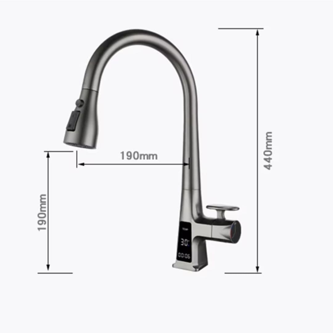 Torneira Para Cozinha Gourmet Monocomando Com Sensor Temperatura Rotação 360°