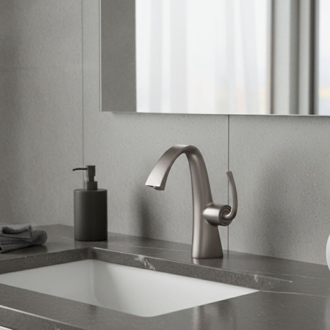 Torneira Para Banheiro Monocomando Com Misturador Minimalista Moderna Satin
