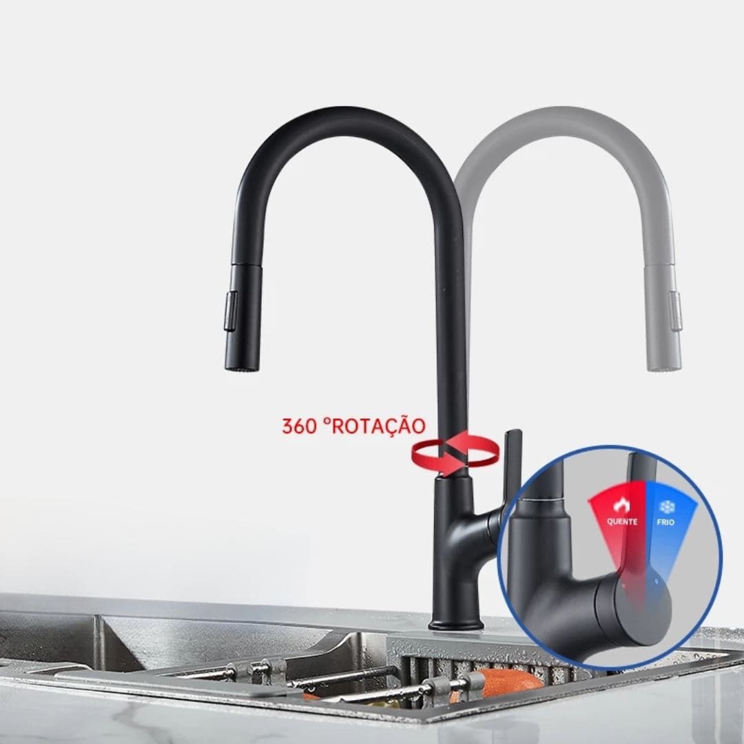 Torneira Para Cozinha Gourmet Monocomando Extensível Inox