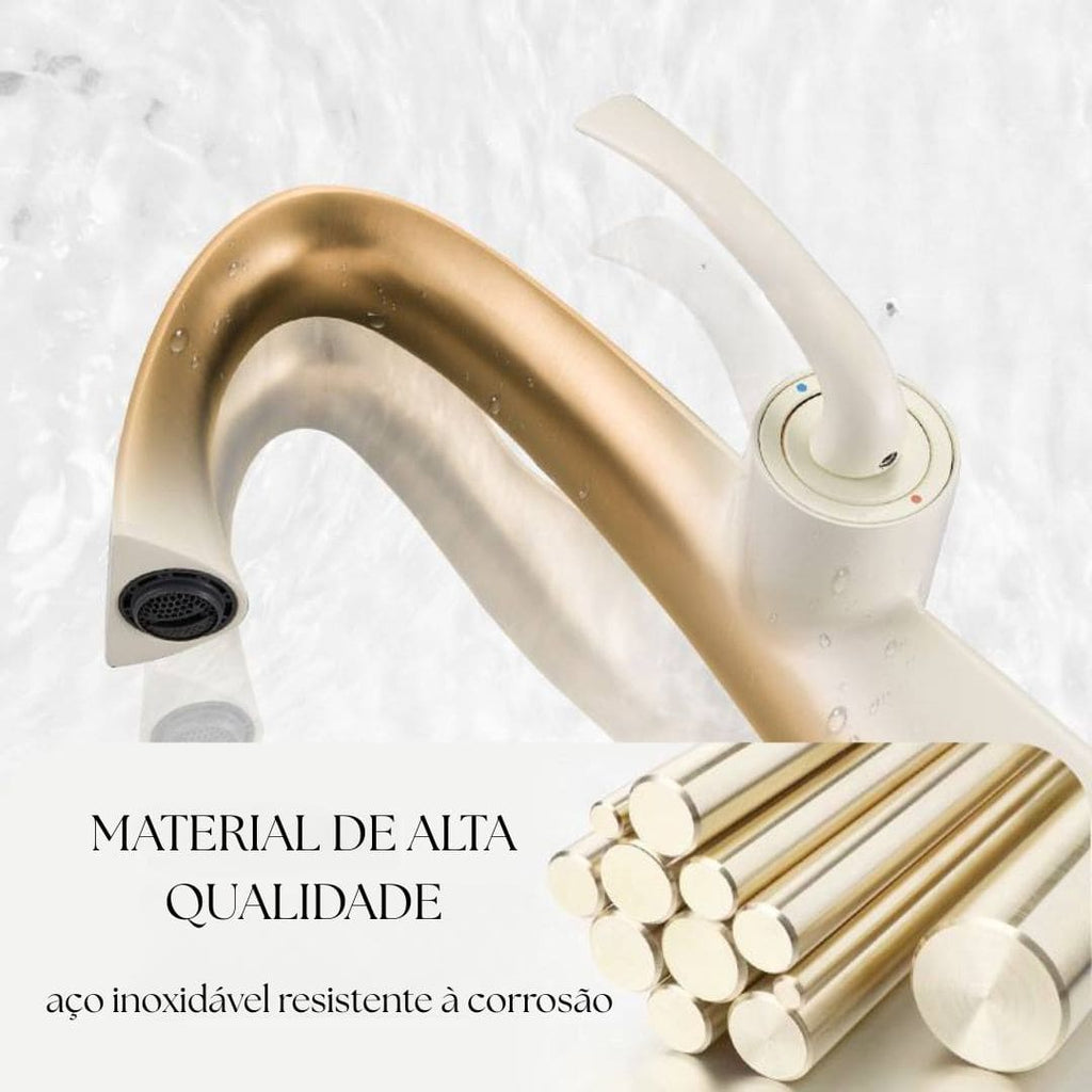 Torneira Para Banheiro Monocomando Com Misturador Minimalista Moderna Satin