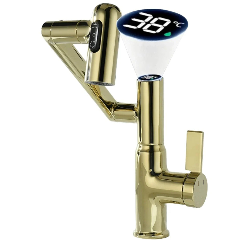 Torneira Monocomando Para Banheiro Com Rotação 360 e Display Digital Modelo Axis Elite