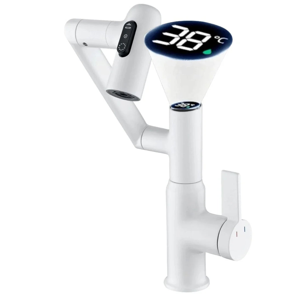 Torneira Monocomando Para Banheiro Com Rotação 360 e Display Digital Modelo Axis Elite