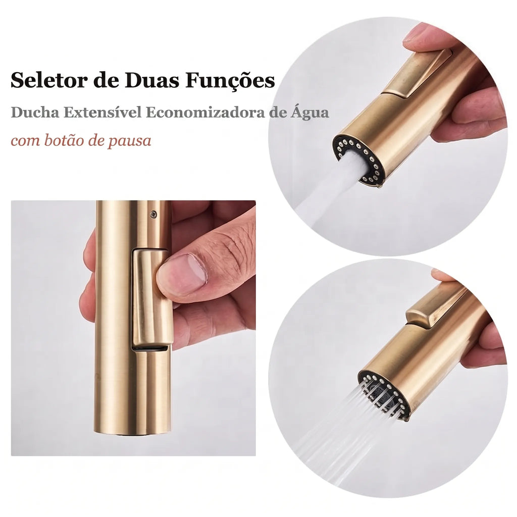 Torneira Monocomando para Cozinha Touch 360 Dourado Brilhante