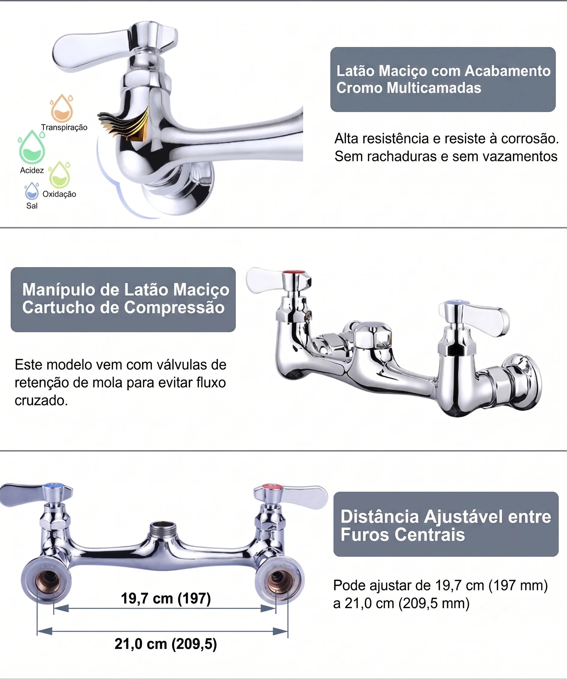 Torneira de Cozinha Industrial Comercial Pré-Lavagem Cromado