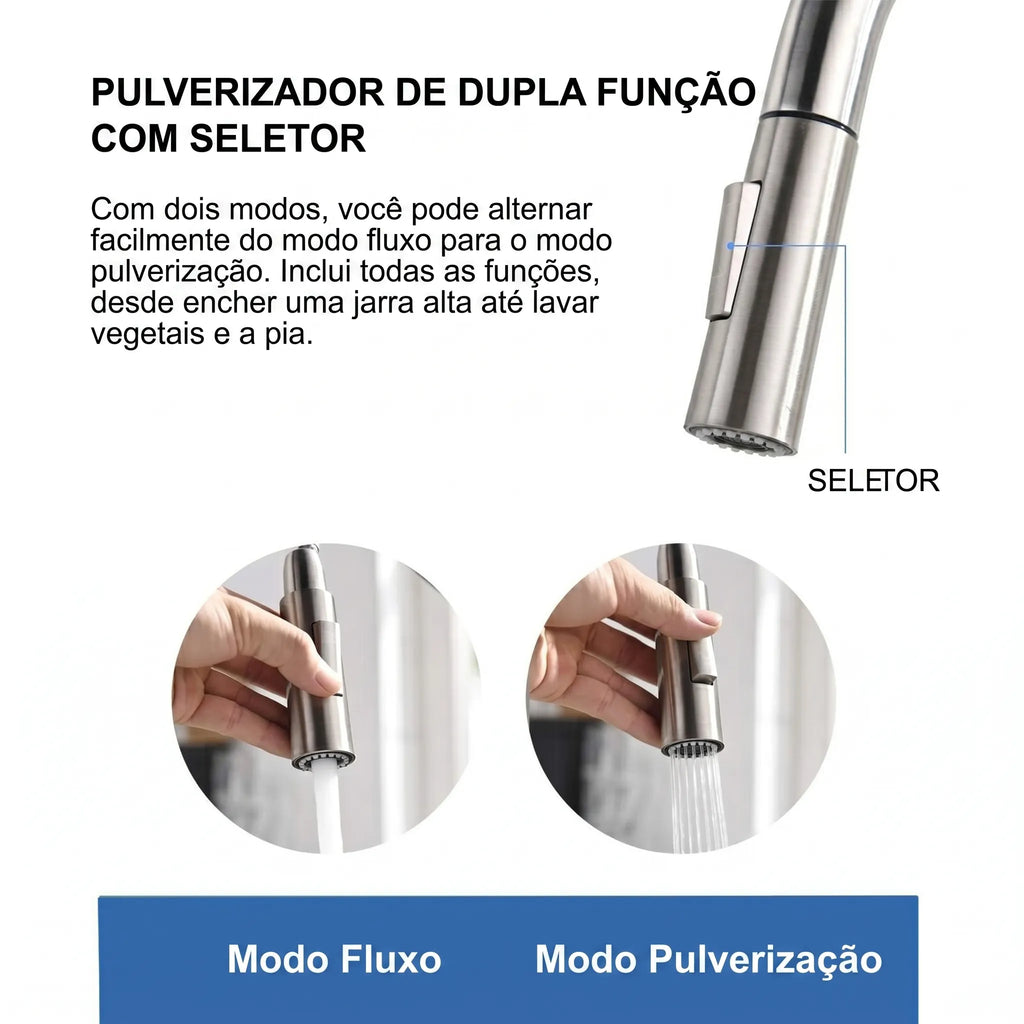 Torneira Para Cozinha Monocomando Aço Escovado