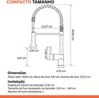 Torneira Gourmet Cozinha com Extensor Cromada Quente e Fria