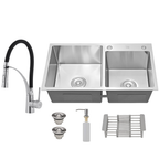 Cuba Para Pia De Cozinha Gourmet Kit Dupla Quadrada C/ Torneira Flexível