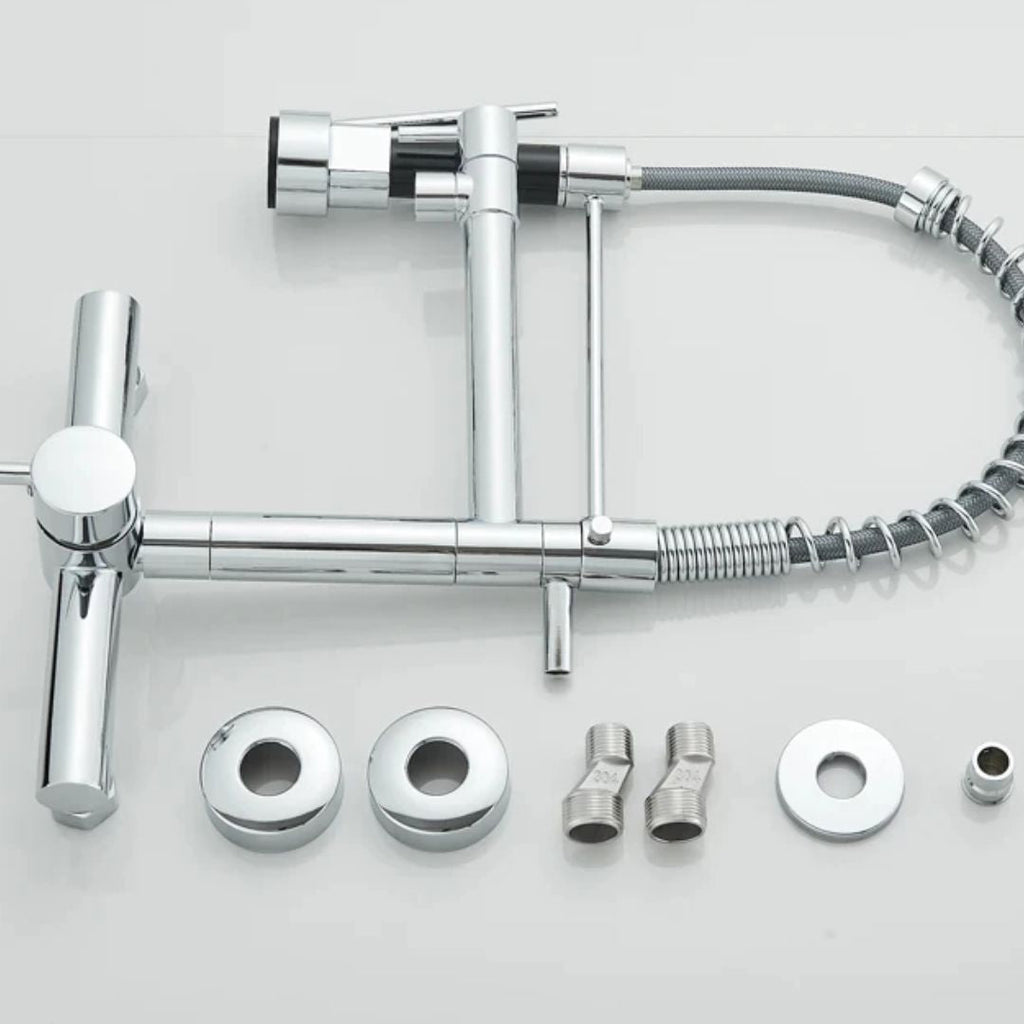 Torneira De Parede Para Cozinha Misturador Pull Out Com Rotação 360° Cromado