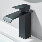 Torneira Banheiro Monocomando Cascata Preta Dourada Bica Baixa Quadrada