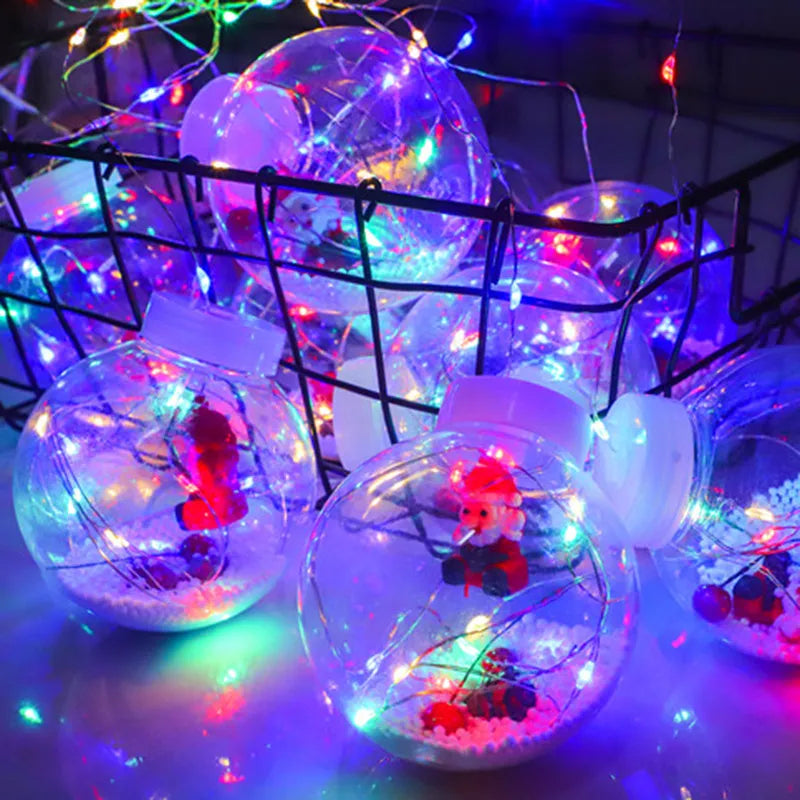 Varal de Luzes de Natal LED com Papai Noel e Boneco de Neve