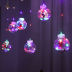Varal de Luzes de Natal LED com Papai Noel e Boneco de Neve