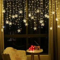 Varal de Luzes de Natal LED com Flocos de Neve