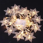 Varal de Luzes de Natal LED com Flocos de Neve