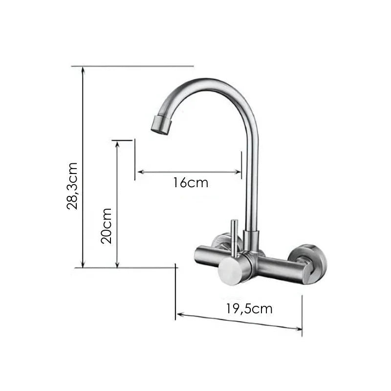 Torneira De Parede Para Cozinha Rotativa Com Misturador