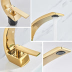 Torneira para Banheiro Monocomando Luxury Dourada Quente e Fria
