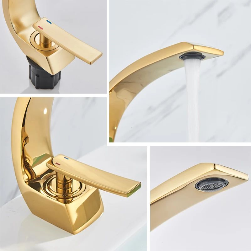 Torneira para Banheiro Monocomando Luxury Dourada Quente e Fria