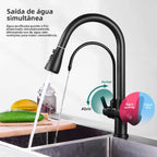 Torneira Gourmet Monocomando com Filtro e Jato Extensível Preto Fosco