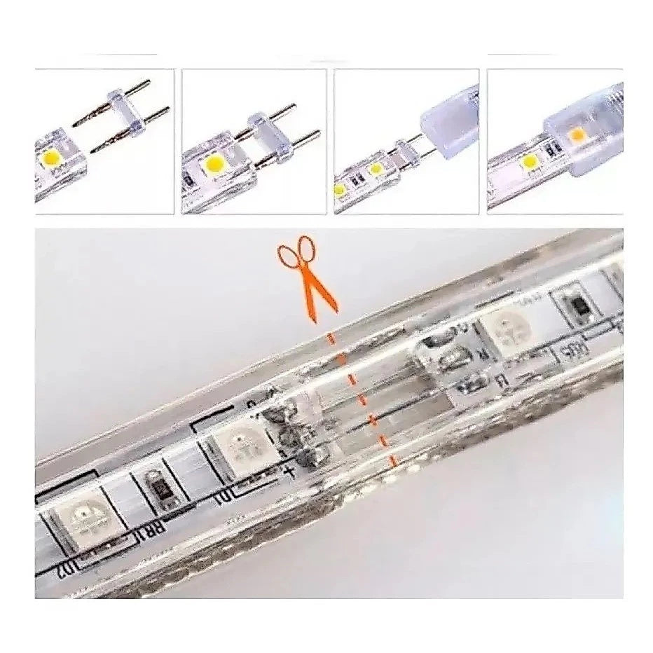 1 a 10 Metros Mangueira Fita de Led 5050 Branco Quente ou Frio 110v ou 220v + conector Fonte Rabicho