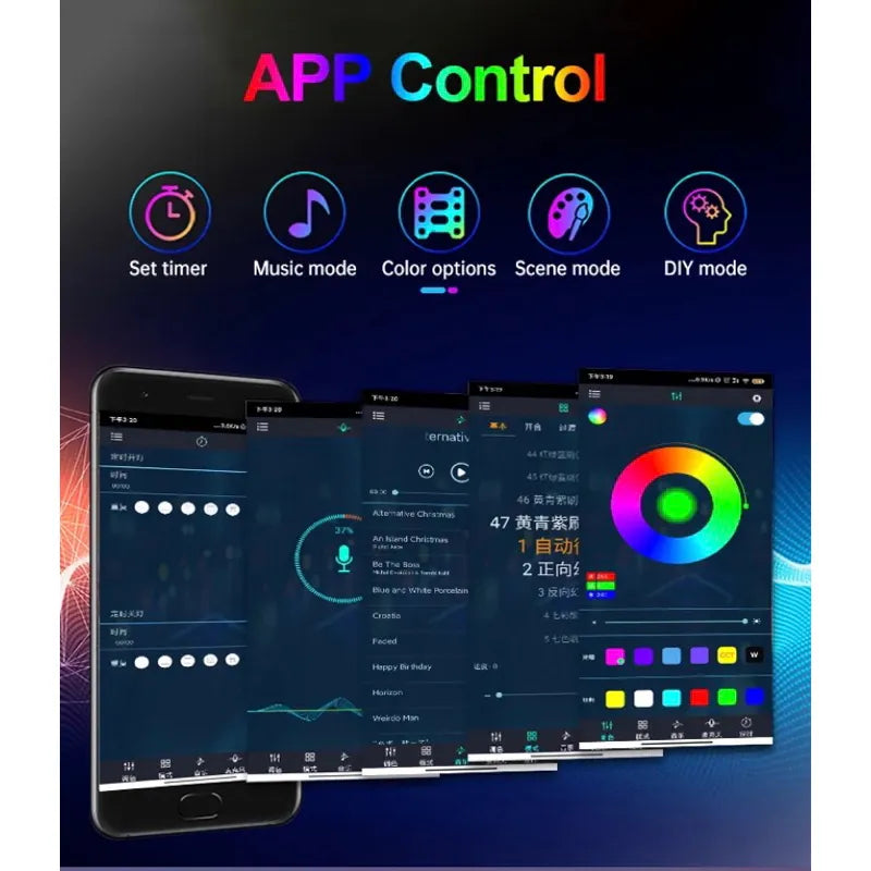 Pisca-Pisca de Natal LED RGB com App e Sensor IP68 USB
