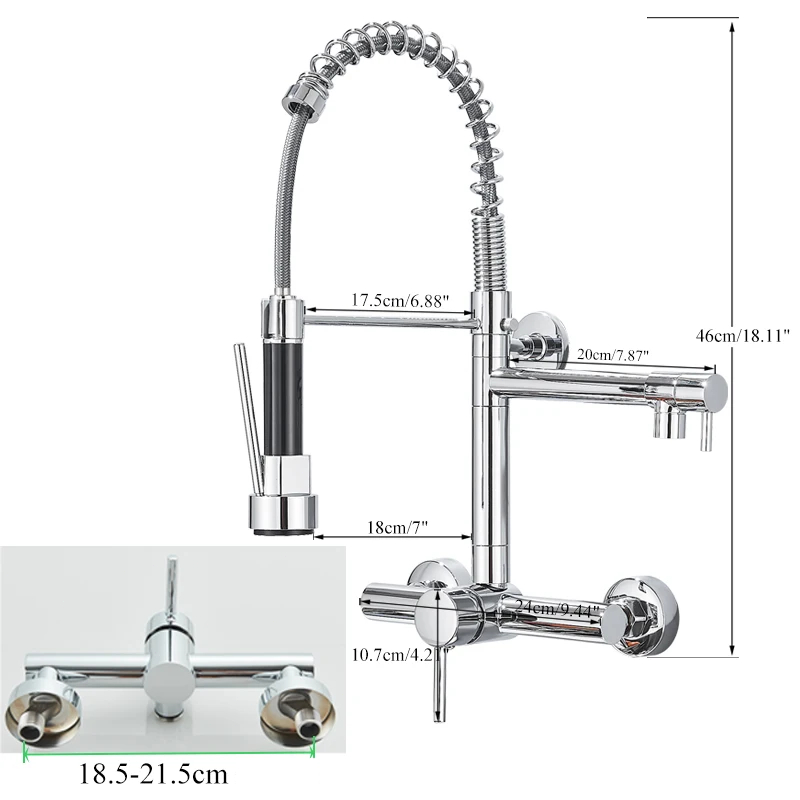 Torneira De Parede Para Cozinha Misturador Pull Out Com Rotação 360° Cromado