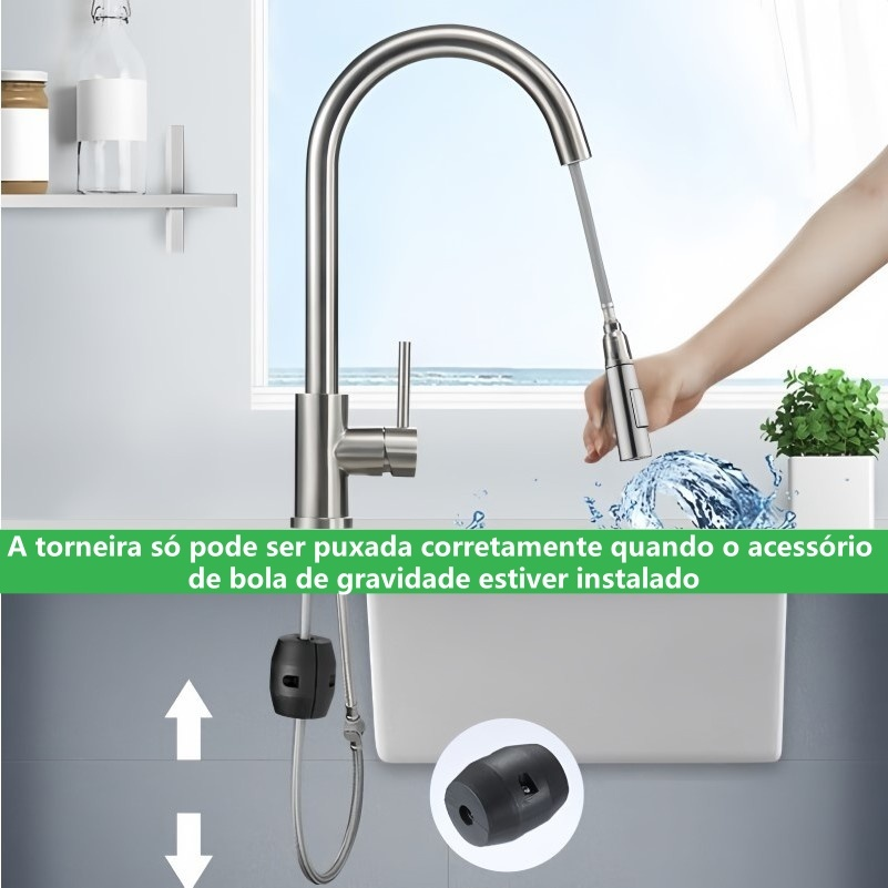 Torneira Para Cozinha Gourmet Monocomando Extensível Inox