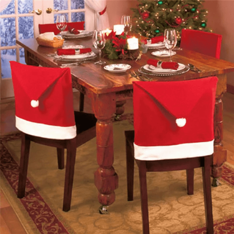 Capa para Cadeira de Natal com Gorro Decorativo