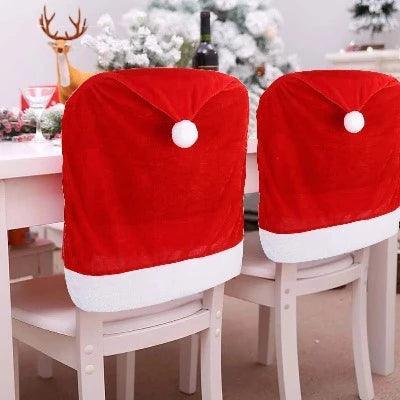 Capa para Cadeira de Natal com Gorro Decorativo