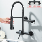 Torneira De Parede Para Cozinha Misturador Pull Out Com Rotação 360° Preto Fosco