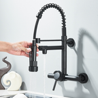 Torneira De Parede Para Cozinha Misturador Pull Out Com Rotação 360° Preto Fosco