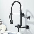 Torneira De Parede Para Cozinha Misturador Pull Out Com Rotação 360° Preto Fosco