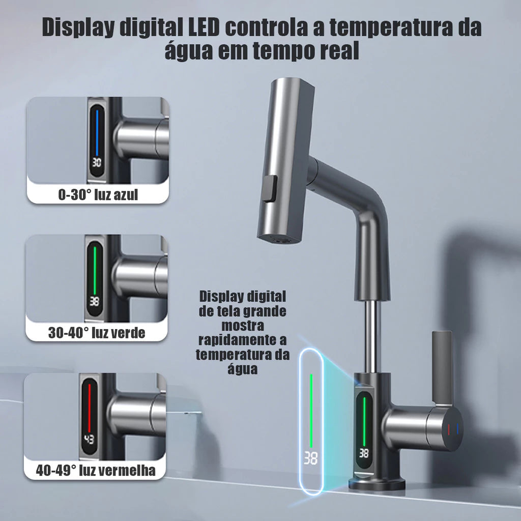 Torneira Para Banheiro Monocomando Digital Cascata