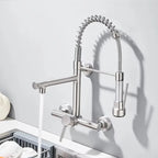 Torneira De Parede Para Cozinha Misturador Pull Out Com Rotação 360° Níquel Escovado