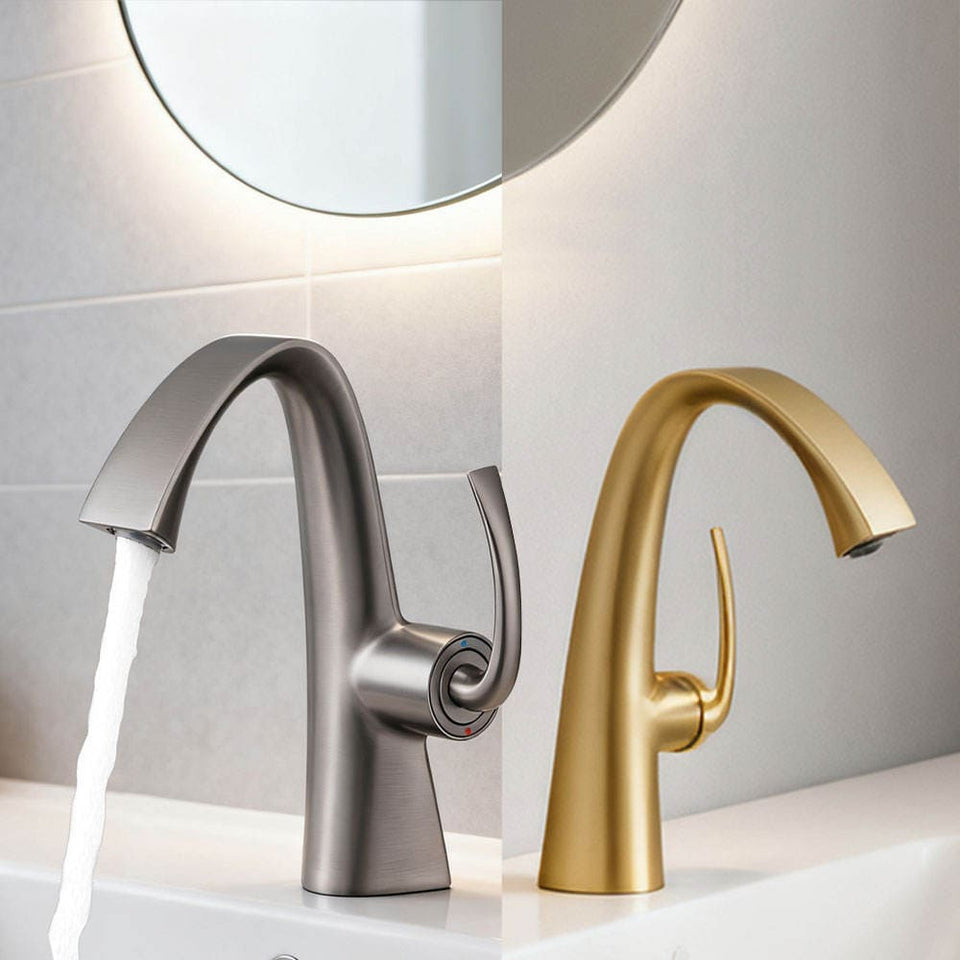 Torneira Para Banheiro Monocomando Com Misturador Minimalista Moderna Satin