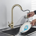 Torneira Monocomando para Cozinha Touch 360 Dourado Escovado