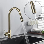 Torneira Monocomando para Cozinha Touch 360 Dourado Escovado