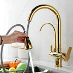 Torneira Para Cozinha Com Filtro Gourmet Monocomando Dourado