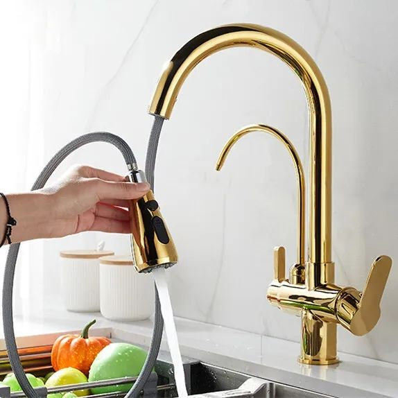 Torneira Para Cozinha Com Filtro Gourmet Monocomando Dourado