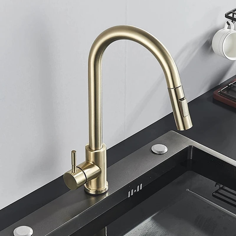 Torneira Monocomando para Cozinha Touch 360 Dourado Escovado