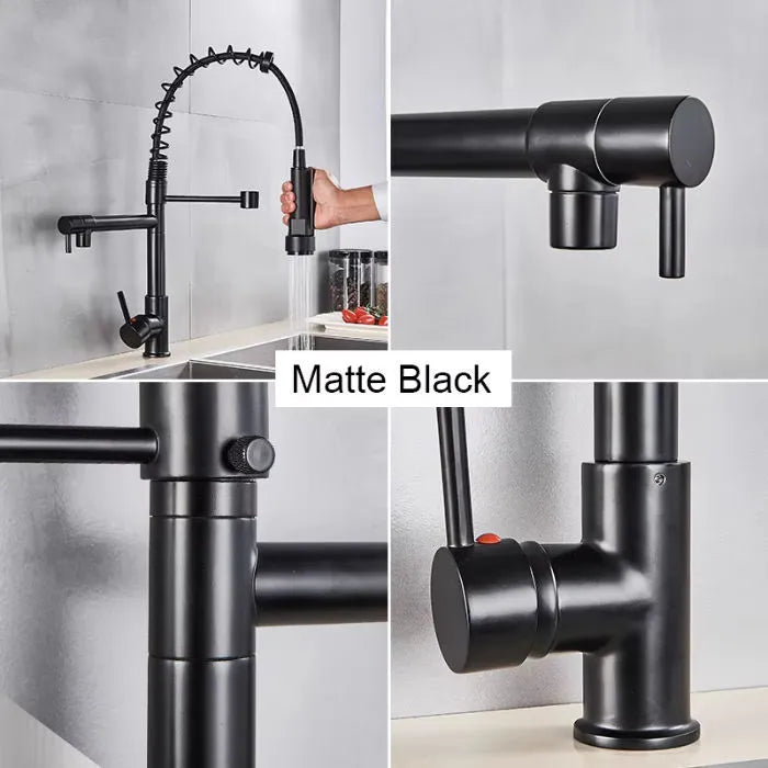 Torneira Para Cozinha Gourmet Monocomando Com Misturador Preto Fosco