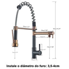 Torneira Gourmet Cozinha com Extensor Rose Preto Quente e Fria