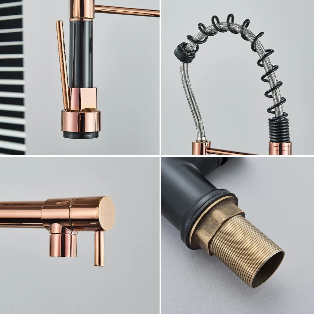Torneira Gourmet Cozinha com Extensor Rose Preto Quente e Fria