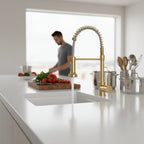 Torneira Gourmet Cozinha com Extensor Dourada Quente e Fria