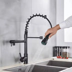 Torneira Para Cozinha Gourmet Monocomando Com Misturador Preto Fosco