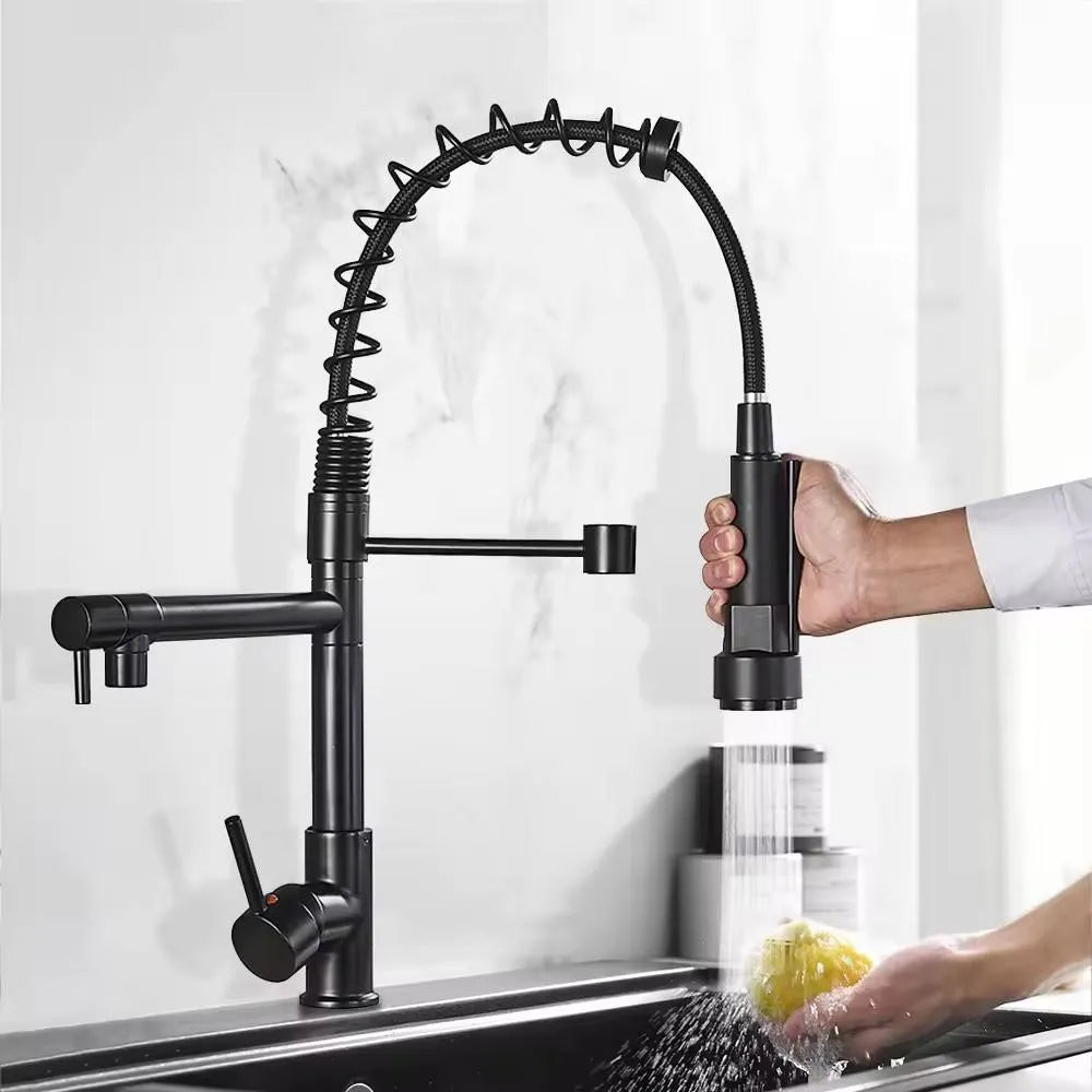 Torneira Para Cozinha Gourmet Monocomando Com Misturador Preto Fosco