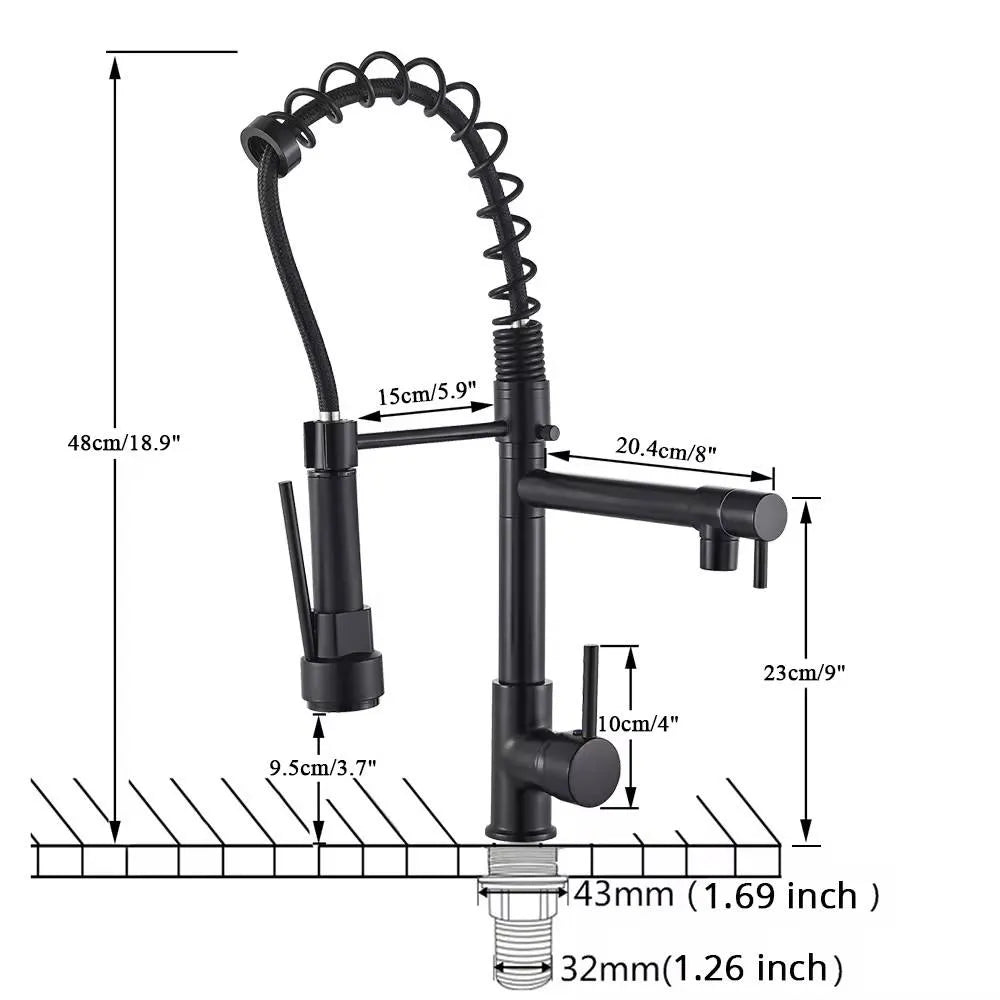 Torneira Para Cozinha Gourmet Monocomando Com Misturador Preto Fosco
