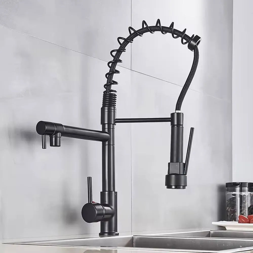 Torneira Para Cozinha Gourmet Monocomando Com Misturador Preto Fosco